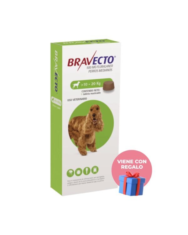 bravecto verde 500 mg tab (10 kg a 20 kg)