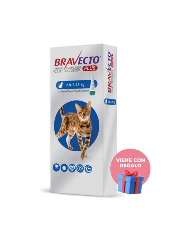 bravecto plus antipulgas para gato pipeta 250 mg 2.8 kg 6.25 kg