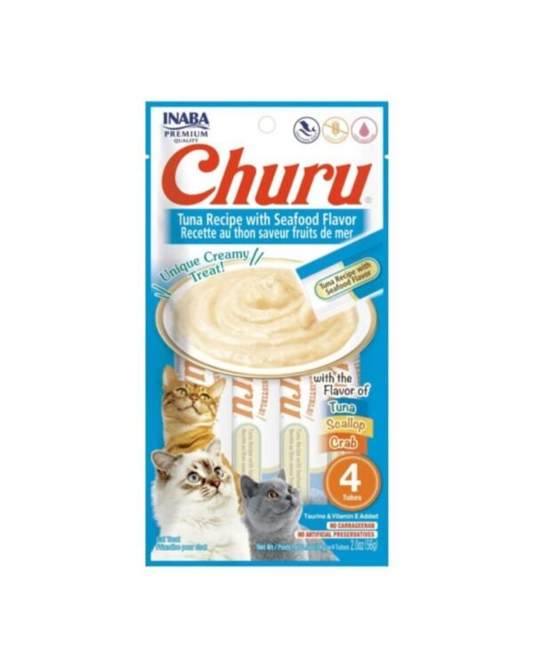 churu cat tuna/seafood (atun/mariscos) 14 gr x 4 tubos turquesa