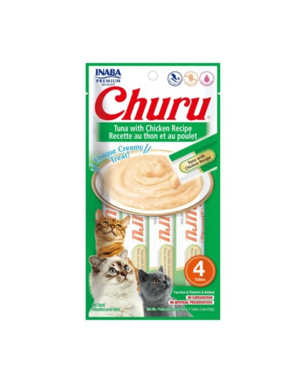 churu cat tuna/chicken (atun/pollo) 14 gr x 4 tubos verde